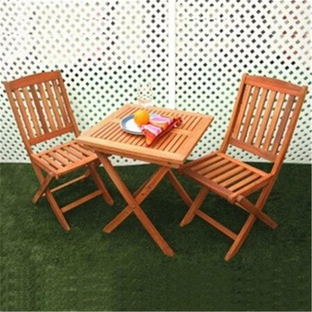 VIFAH Malibu 3-Piece Wood Outdoor Patio Bistro Set V03SET1